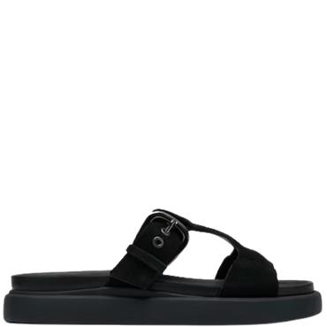 CLARKS  WOMENS  SANDAL - BLACK SUEDE